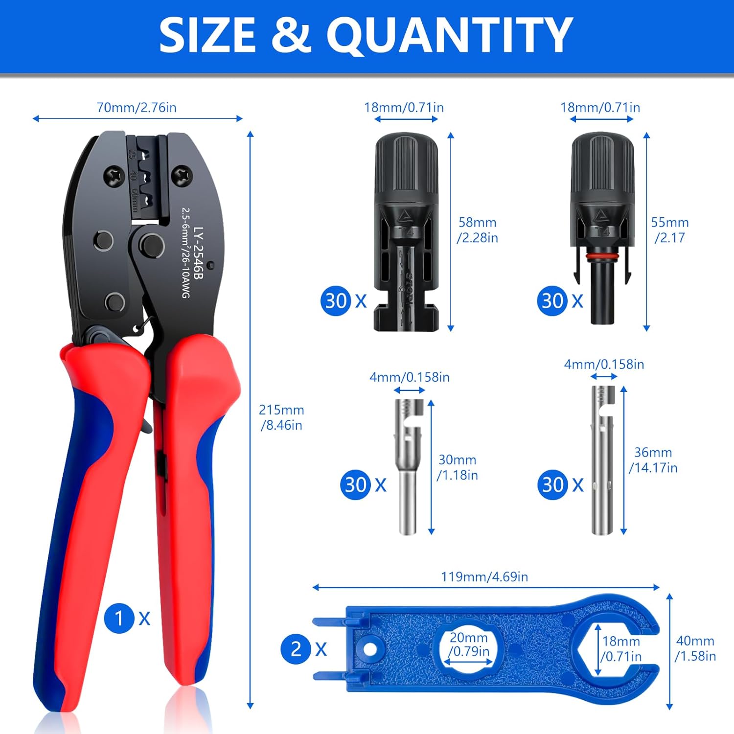 Renewable Energy Us - Kit de conector de painel solar,
