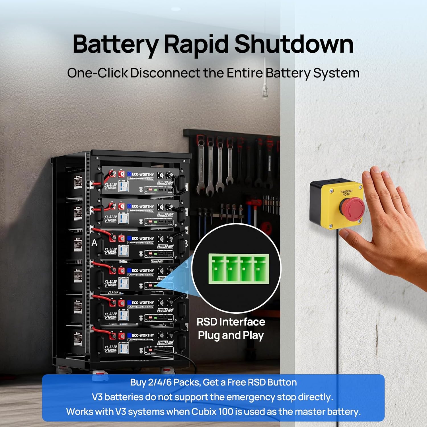 Energy Storage Rack - Bateria LiFePO4 de 100Ah com Bluetooth
