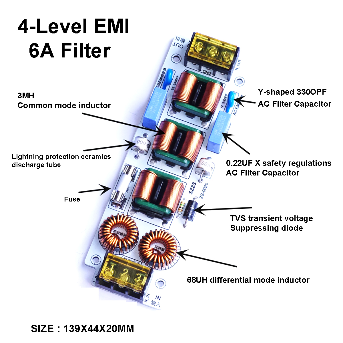 Filtro EMI de 4 estágios 6A/10 - Ac Surge Protector avaliação e preço